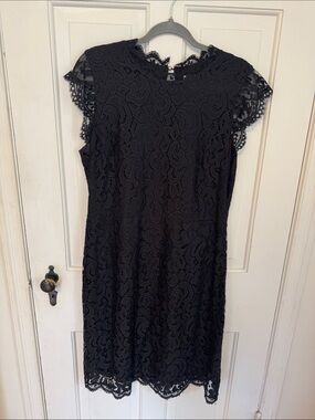 Xhilaration Black Lace Dress with Cap Sleeves